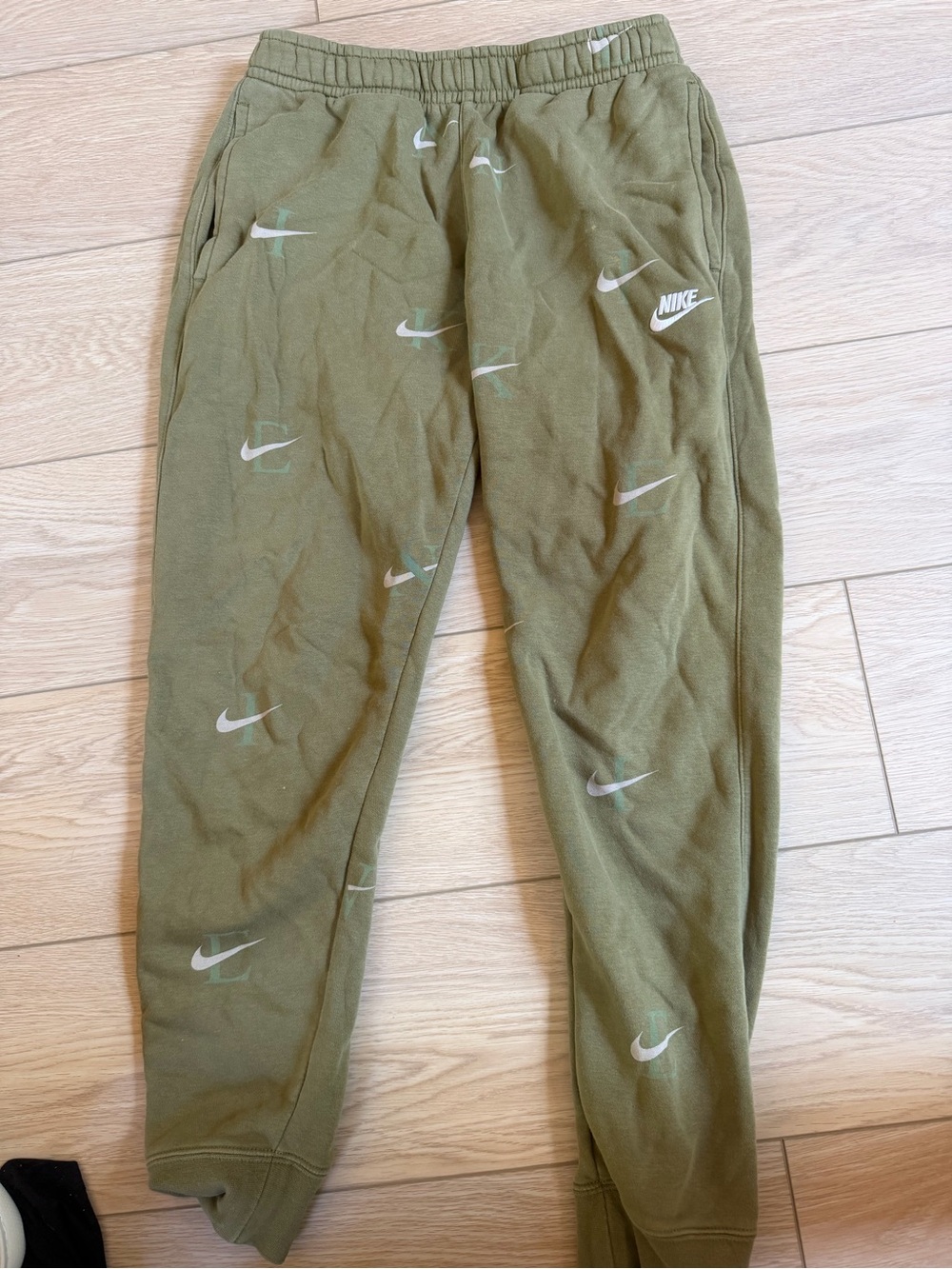 Nike Olive Green Swoosh Logo Jogger Pants
